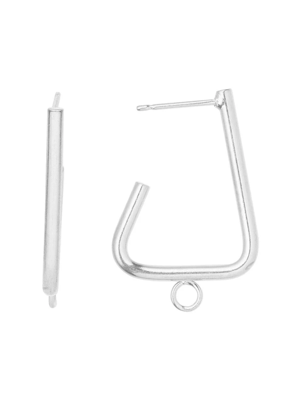 Silver Plated Triangle Open Hoops w Loop Earring Hooks Jewelry Findings 10 pcs